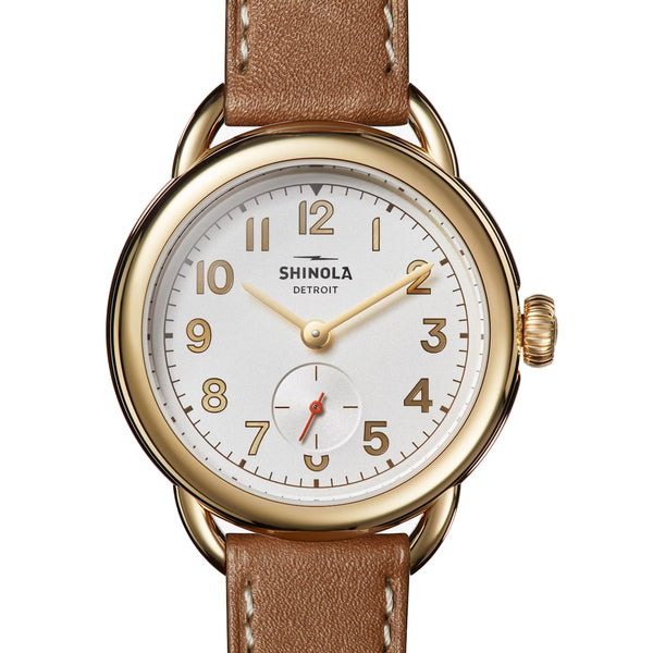 Shinola Runabout Silver & Gold 36mm Bourbon Strap Watch 20266188 – NAGI