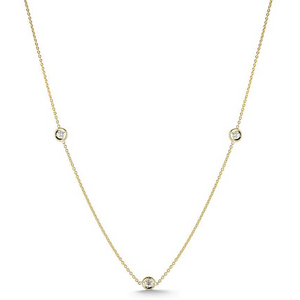 Roberto Coin Diamonds By The Inch 3 Station Diamond Necklace 18K Yellow Gold