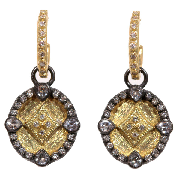 Pear Shape Pavé Diamond Drop Earrings, 14K Yellow Gold