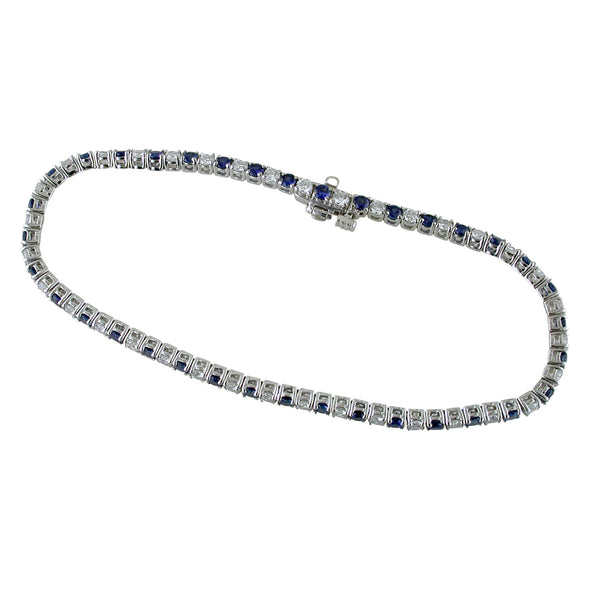 Sapphire And Diamond Tennis Bracelet 18k White Gold 3 50 Carats Nagi