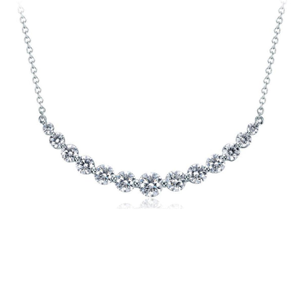 Memoire 18k White Gold Smile Curved Diamond Necklace – NAGI