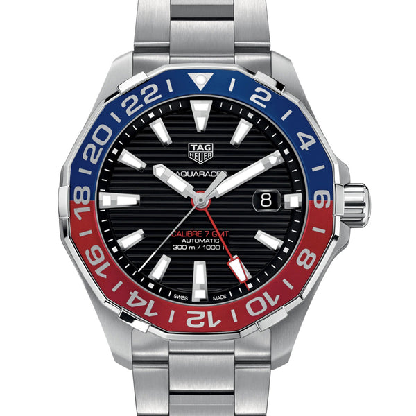 TAG Heuer Aquaracer White and Blue GMT Calibre 7 Watch - 43mm