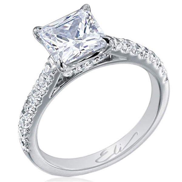 Princess Cut 2 Carat Diamond Engagement Ring with Side Diamonds in