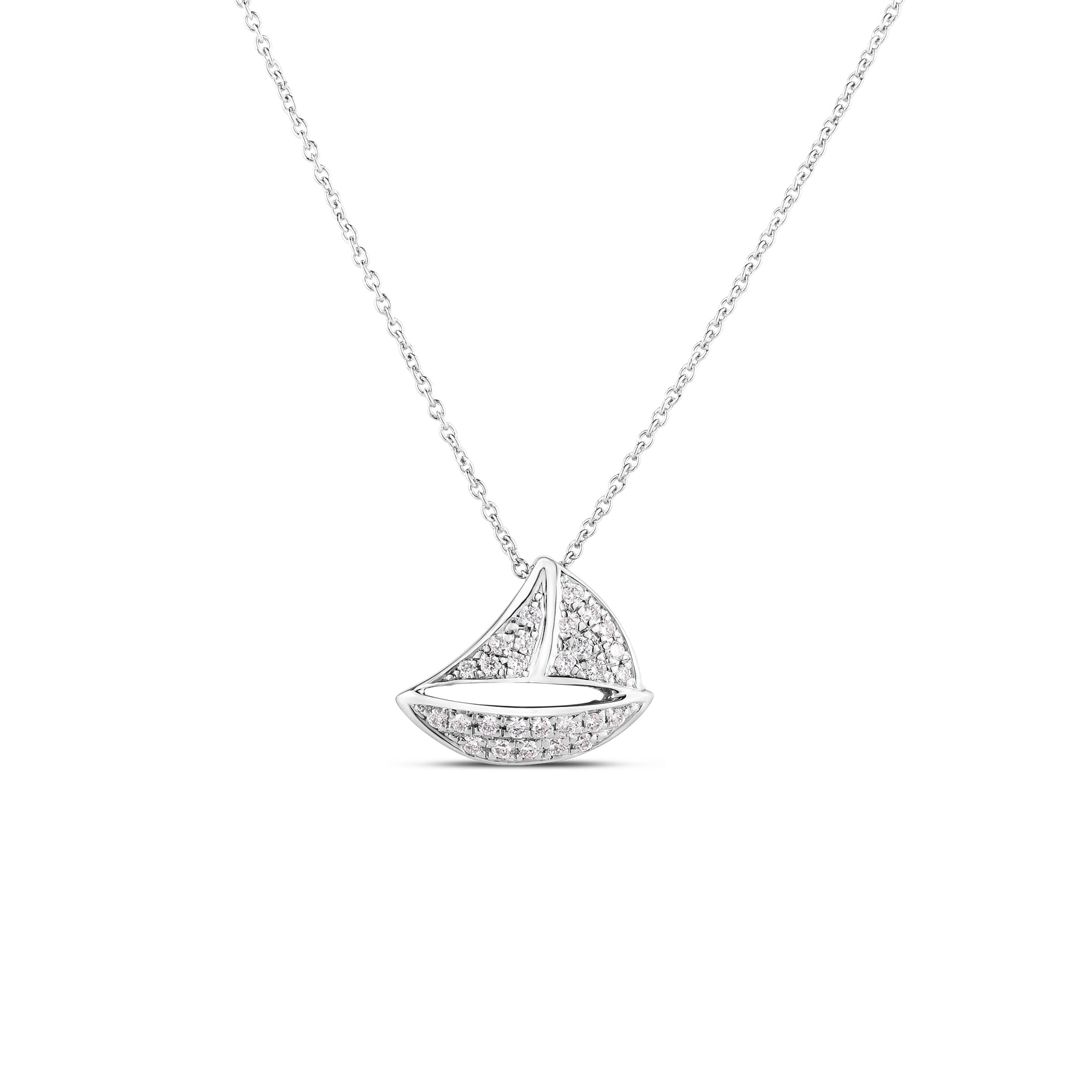 Roberto Coin 18K White Gold Tiny Treasures Diamond Sailboat Necklace - NAGI