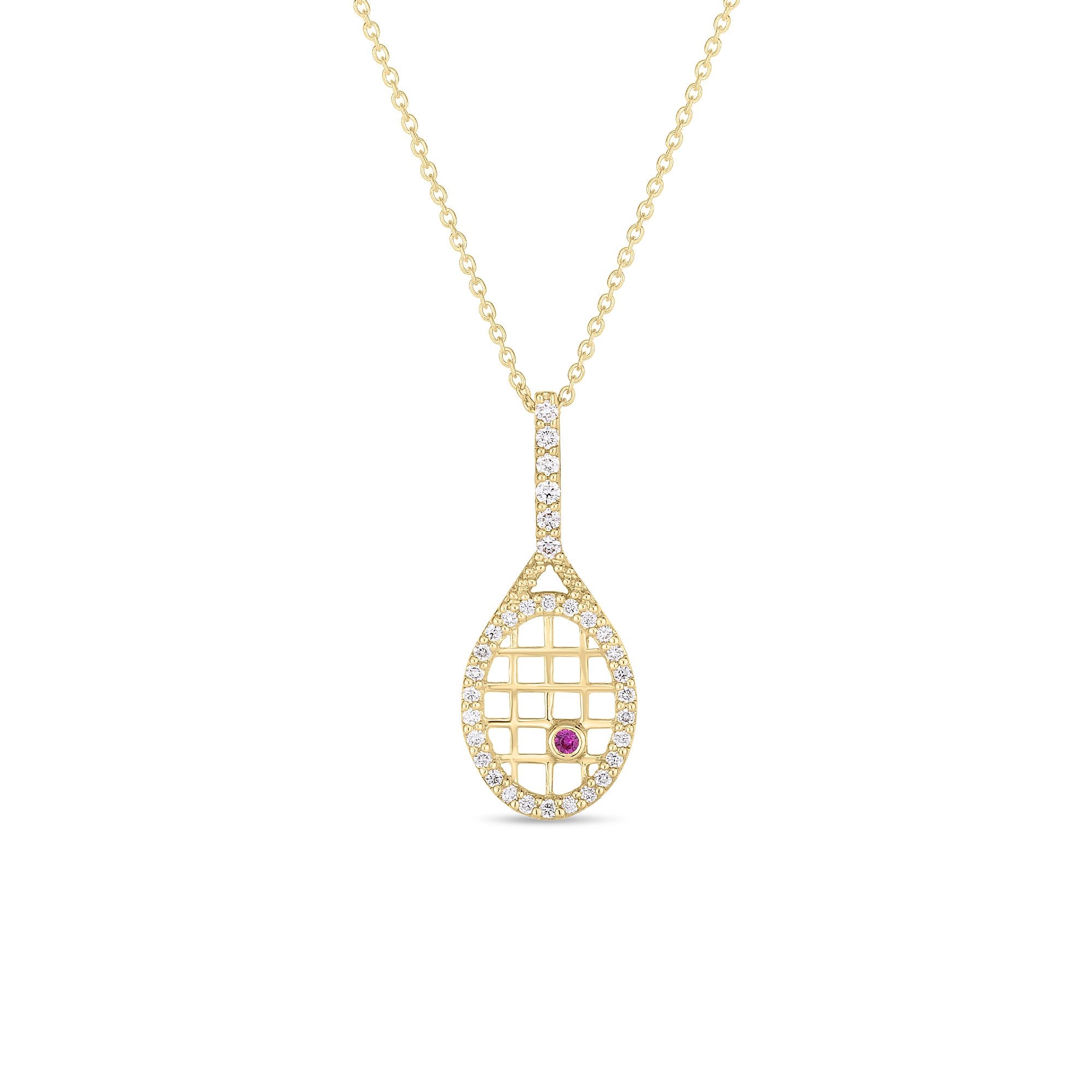 Roberto Coin 18K Yellow Gold Tiny Treasures Tennis Racket Necklace - NAGI