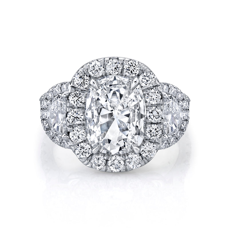 Platinum Triple Halo Old Euro Cushion Cut Engagement Ring - NAGI