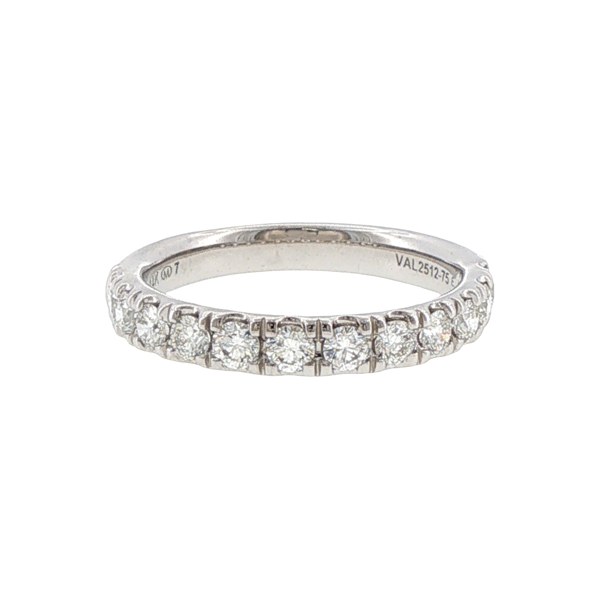 14K White Gold Comfort Fit Diamond Wedding Band .75cts