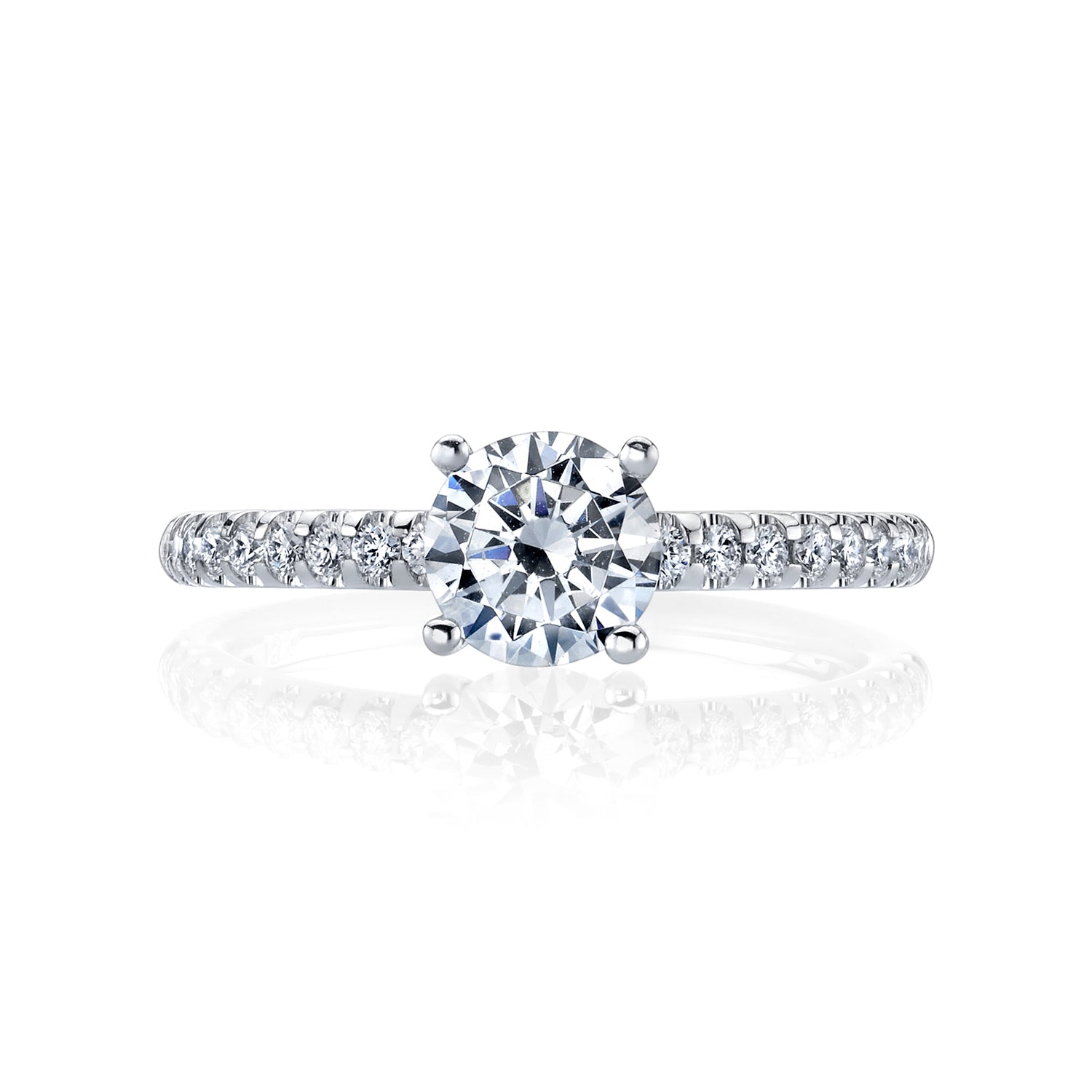 14K White Gold Micro U-Prong Engagement Ring Mounting, .25Cts
