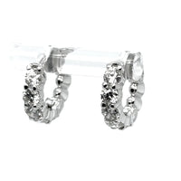 14K White Gold 2.42 Carat Diamopnd Huggie Hoop Earrings