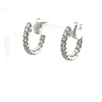 14K White Gold Small Huggie Inside-Out Hoop Earrings