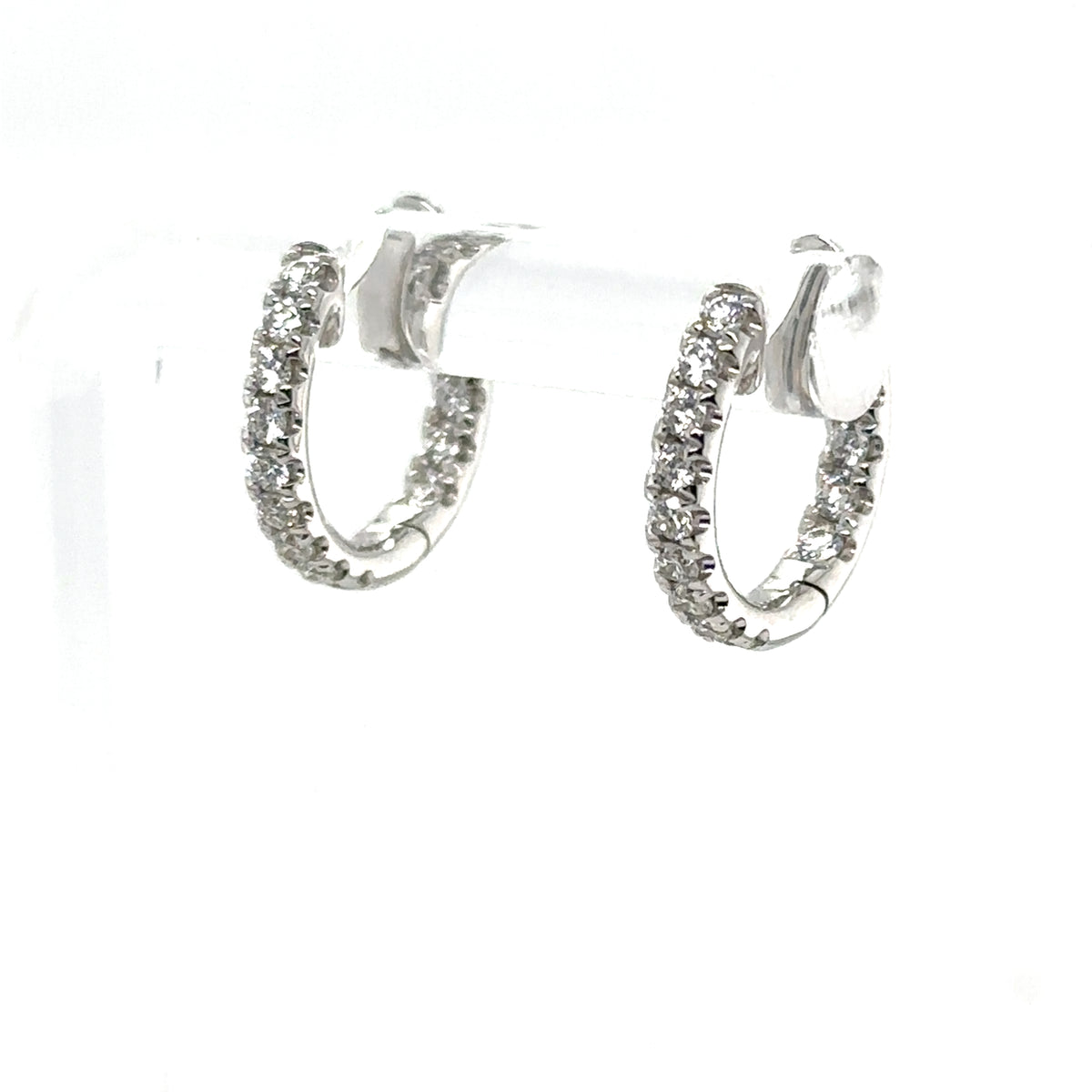 14K White Gold Small Huggie Inside-Out Hoop Earrings