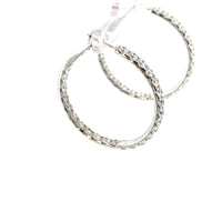 18K White Gold Micro Set Diamond Hoop Earrings