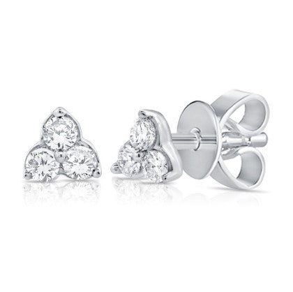 14K Yellow Gold Trinity Diamond Stud Earrings - NAGI