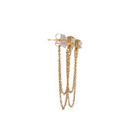 14K Yellow Gold Double Chain Diamond Earrings