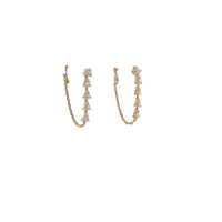 14K Yellow Gold Front to Back Chain Diamond Earrings
