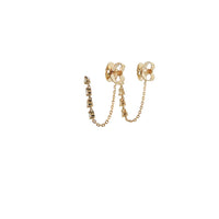 14K Yellow Gold Front to Back Chain Diamond Earrings
