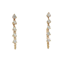 14K Yellow Gold Front to Back Chain Diamond Earrings