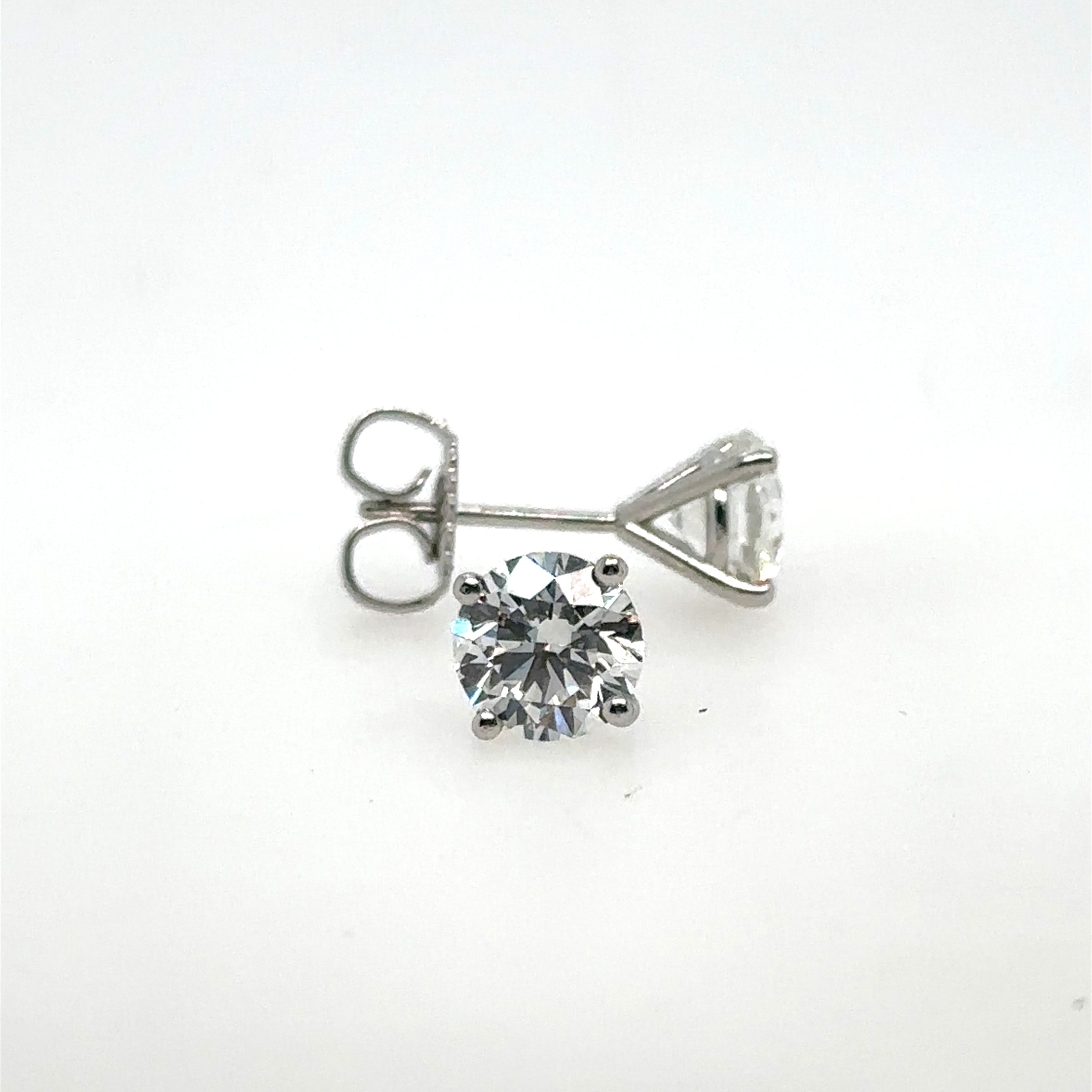 Platinum Four-Prong Martini Stud Earrings 1.50 Carats