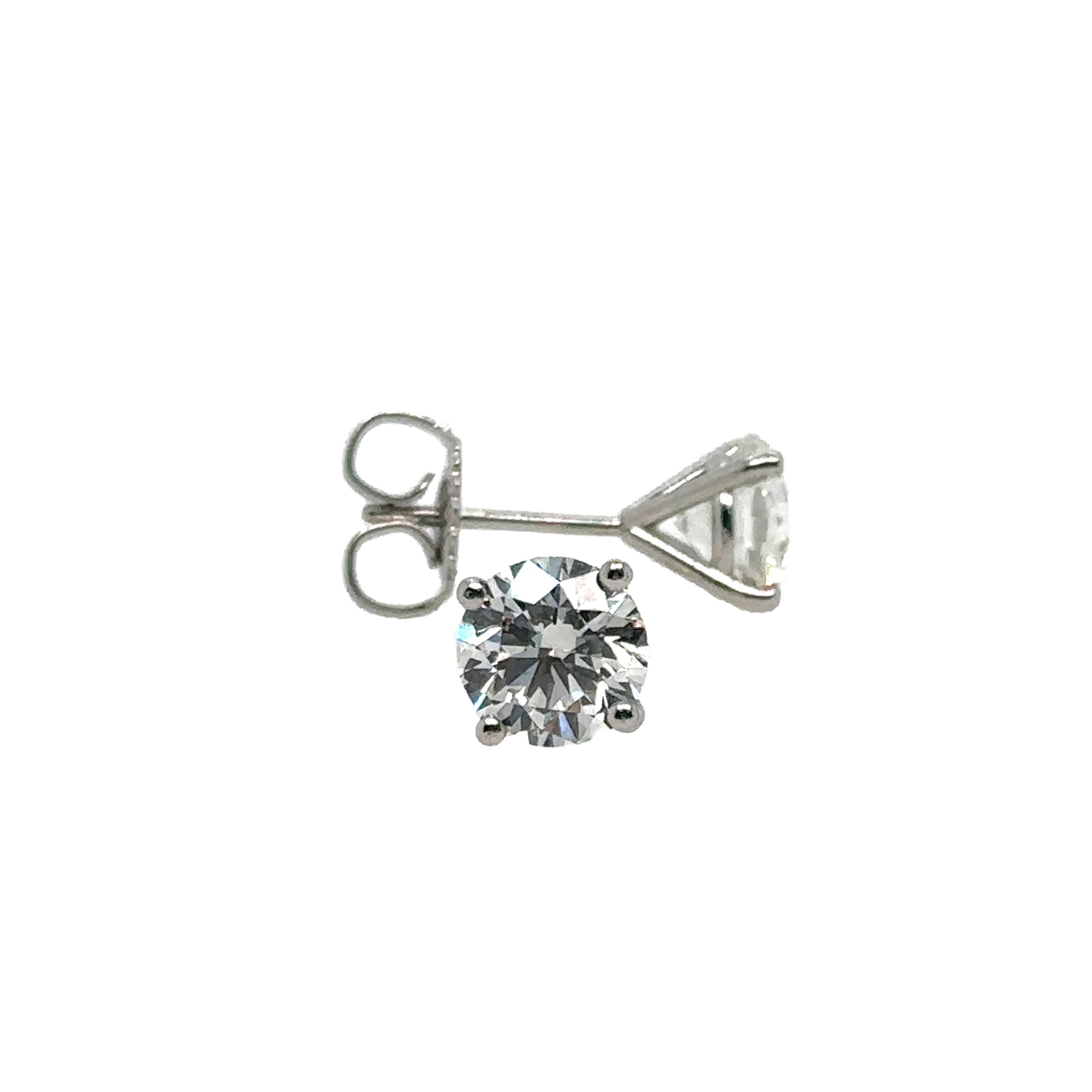 Platinum Four-Prong Martini Stud Earrings 1.50 Carats