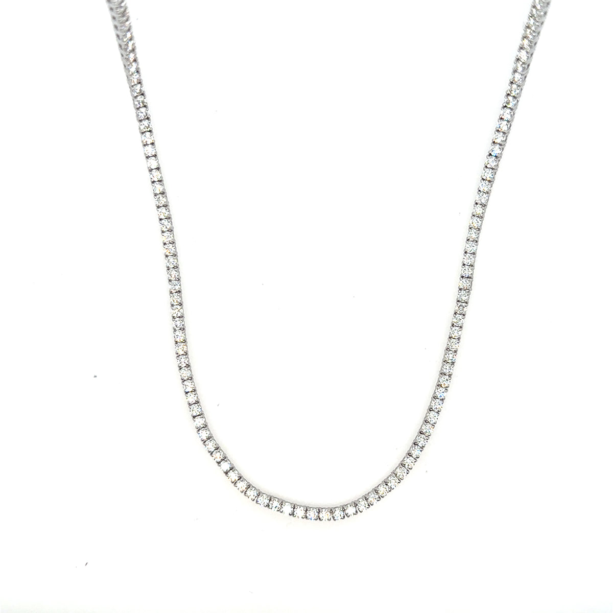 14K White Gold Approx. 8.00 Carats Diamond Tennis Necklace