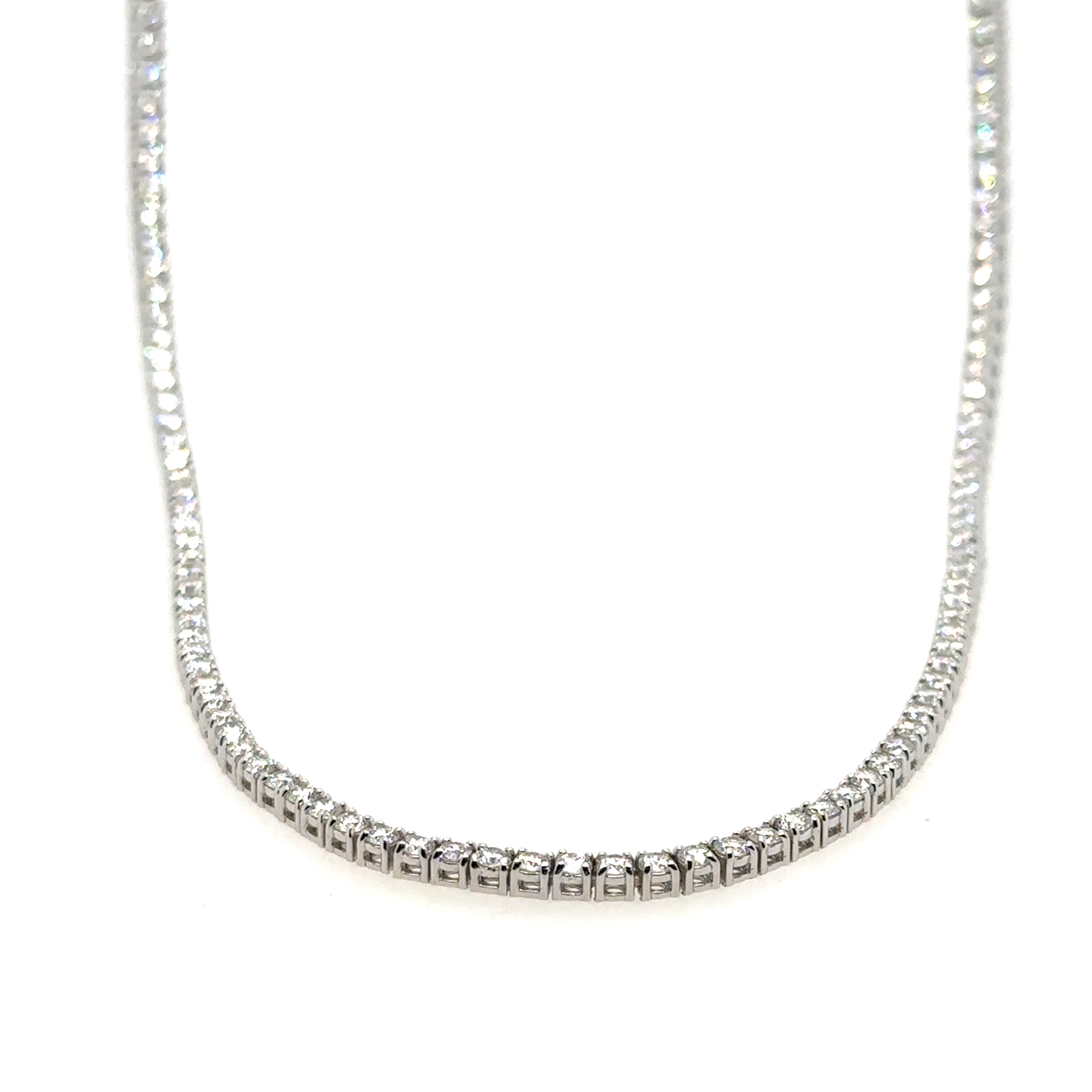 14K White Gold Approx. 8.00 Carats Diamond Tennis Necklace