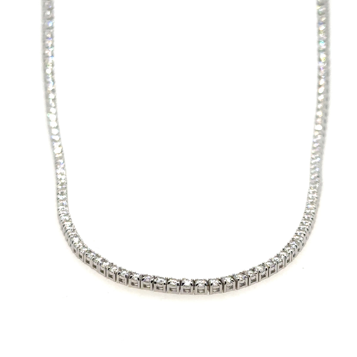 14K White Gold Approx. 8.00 Carats Diamond Tennis Necklace