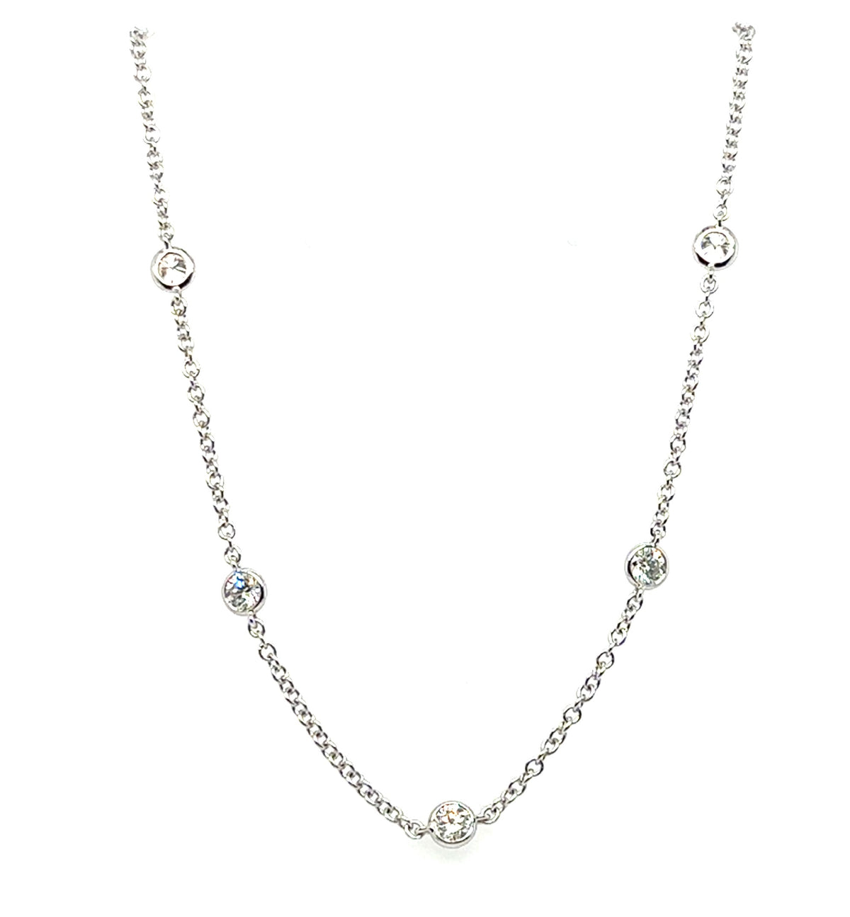 14K White Gold 1.57 Carat Diamond by the Yard Necklace