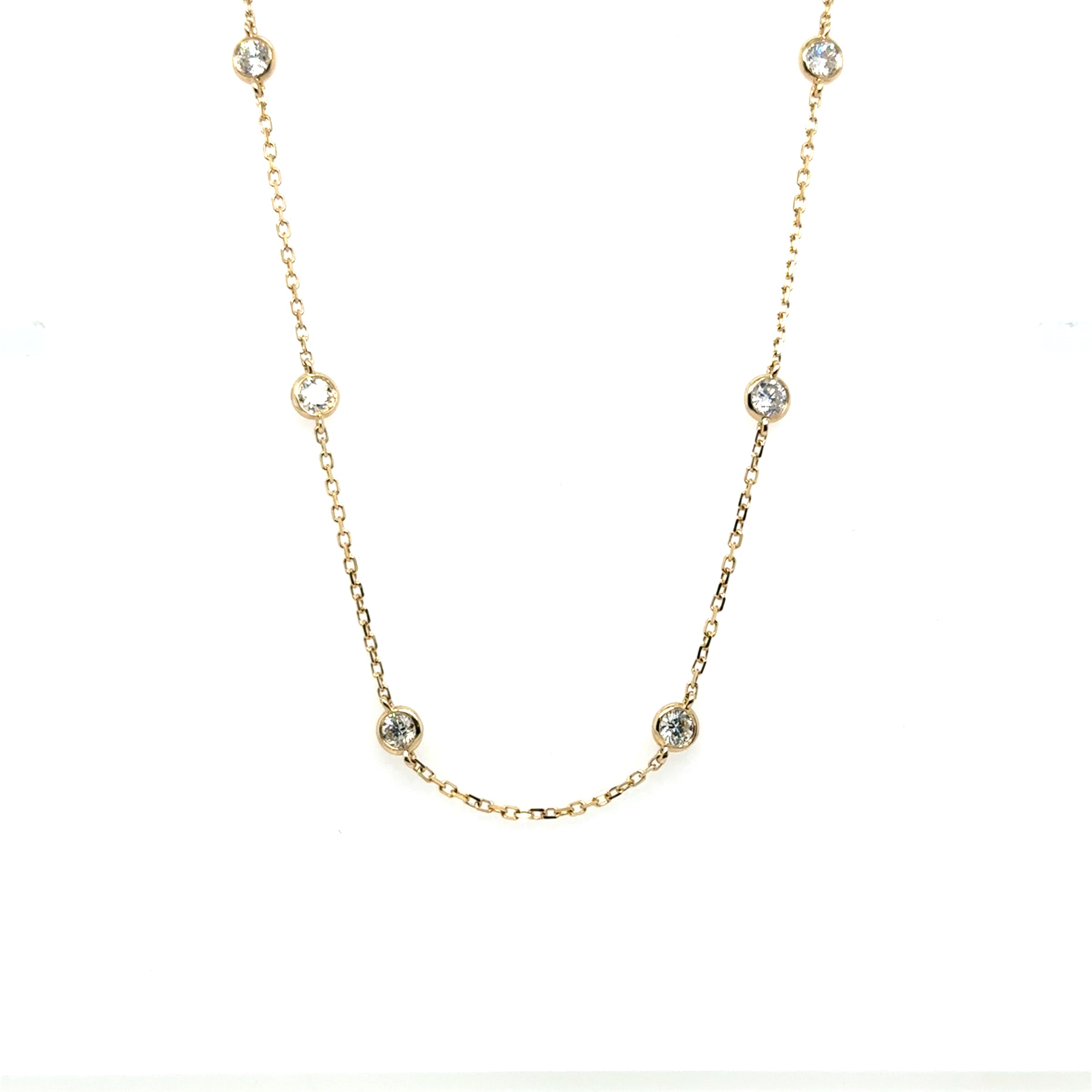 14K White Gold 1.57 Carat Diamond by the Yard Necklace