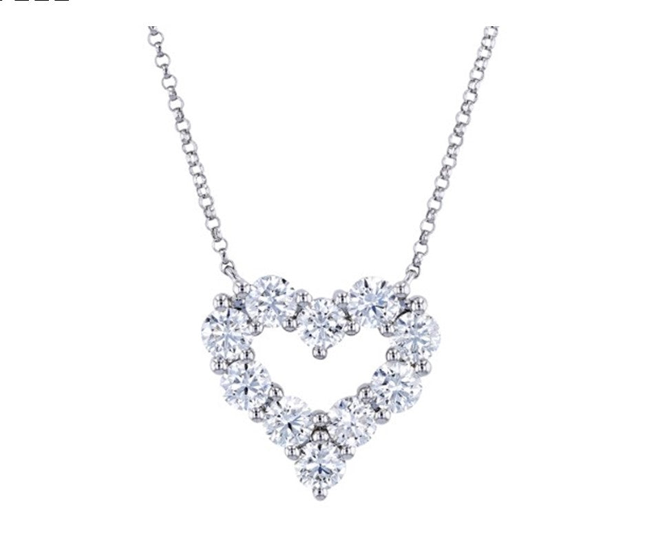 18K White Gold Open Diamond Heart Necklace