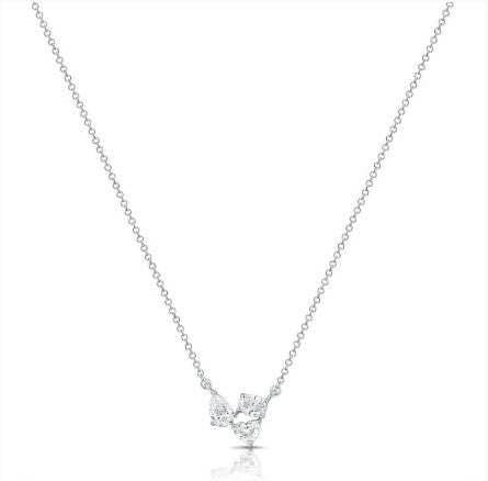 14K White Gold Tri-Shape Diamond Necklace - NAGI