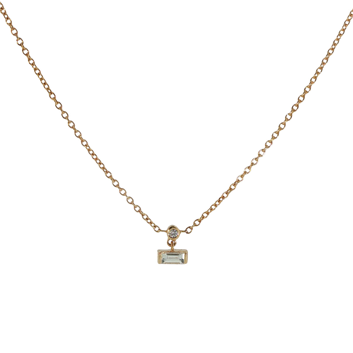 14K Yellow Gold Bzel Set Diamond Necklace