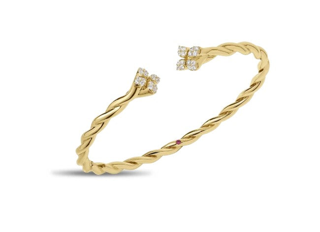 Roberto Coin 18K Yellow Gold Love in Verona Twisted Diamond Cuff Bracelet