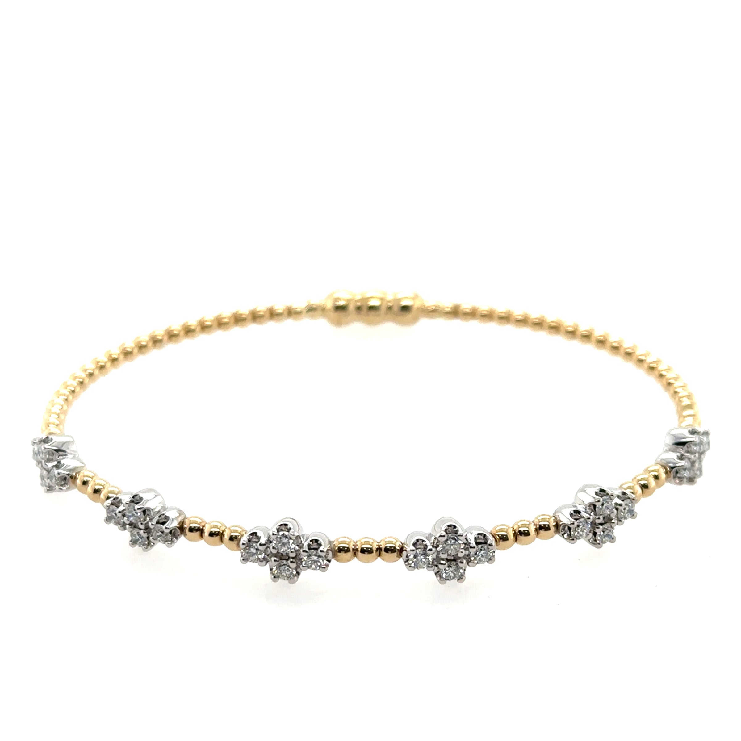 Gabriel & Co. 14K Yellow and White Gold Diamond Bangle with Closure