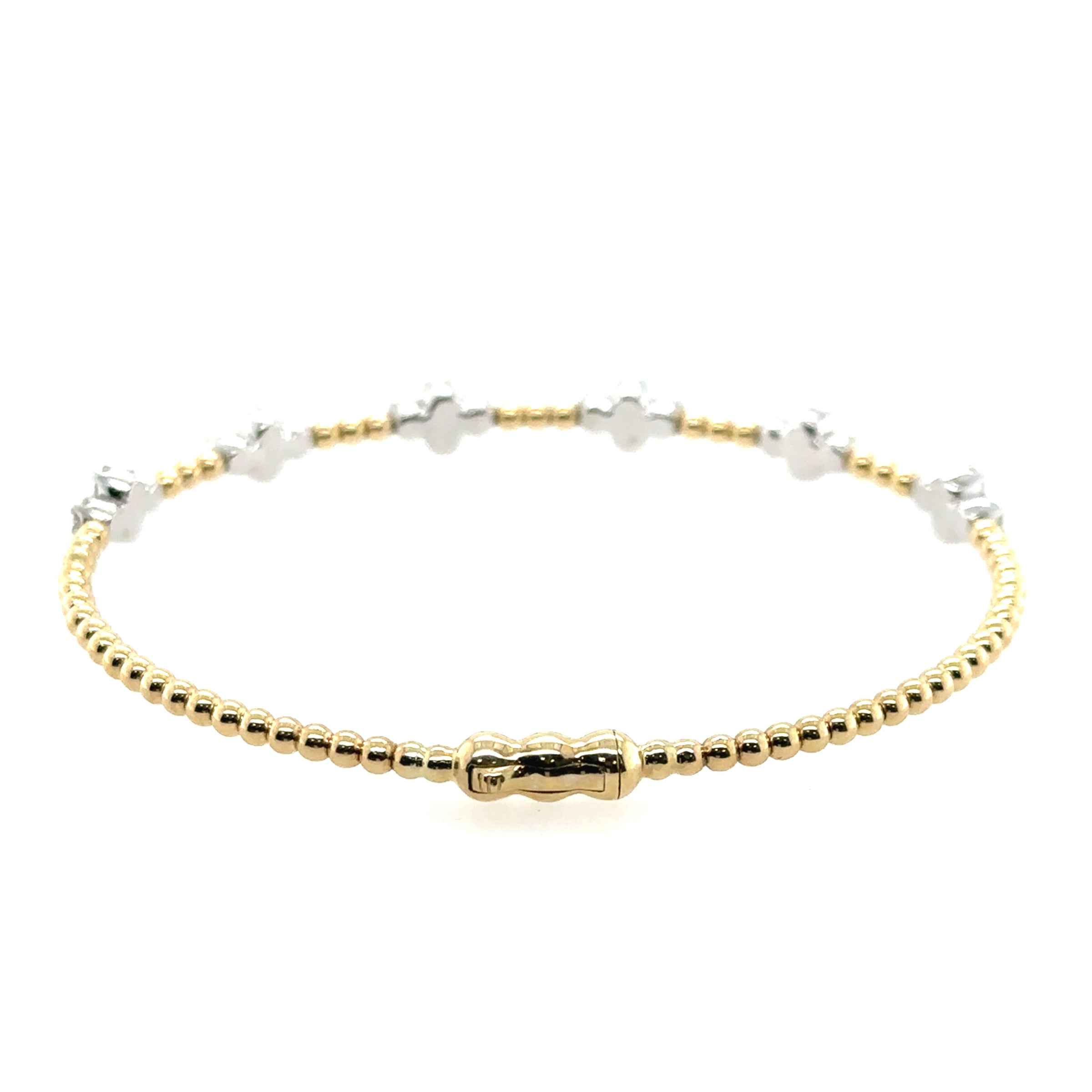 Gabriel & Co. 14K Yellow and White Gold Diamond Bangle with Closure