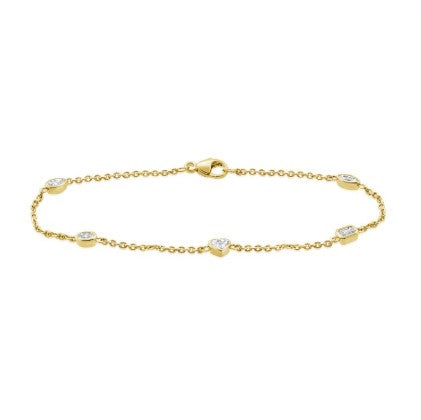 14K Yellow Gold Multi-Shaped Diamond Station Bracelet