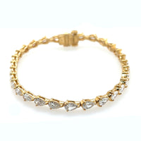18K Yellow Gold Pear Shaped Diamond Tennis Bracelet - NAGI