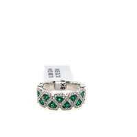 18K White Gold Emerald and Diamond Geometric Ring