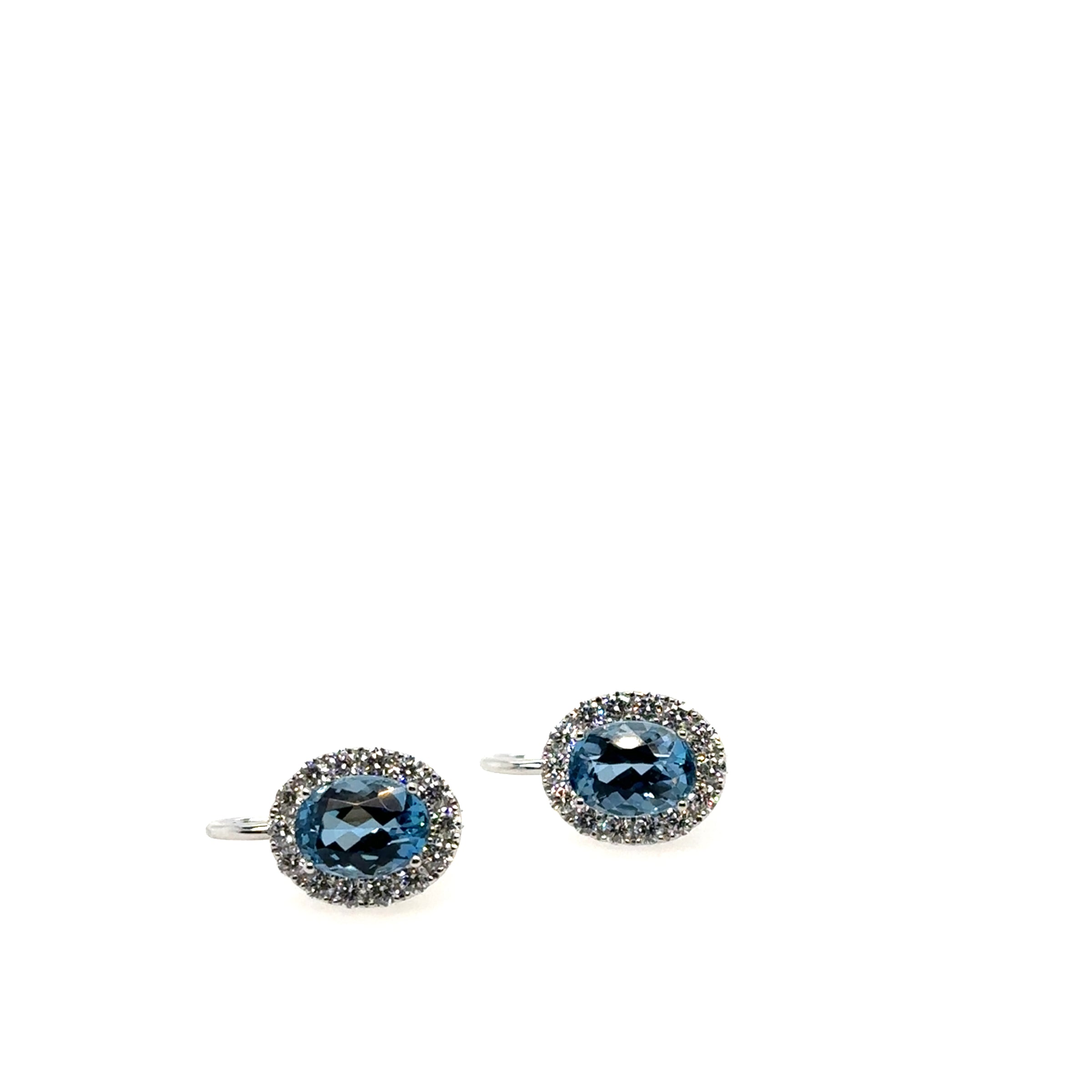 18K White Gold Aquamarine and Diamond Drop Earrings