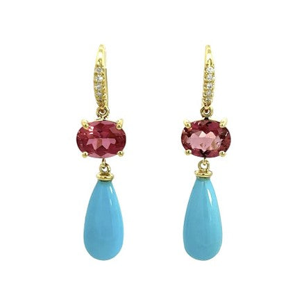 Lauren K. 18K Yellow Gold Sleeping Beauty Briolette Turquoise Earrings