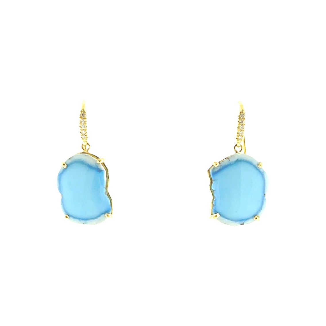 Lauren K. 18K Yellow Gold Freeform Turquoise Earrings