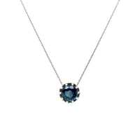 Pre-Owned Platinum Blue Sapphire Hidden Halo Necklace
