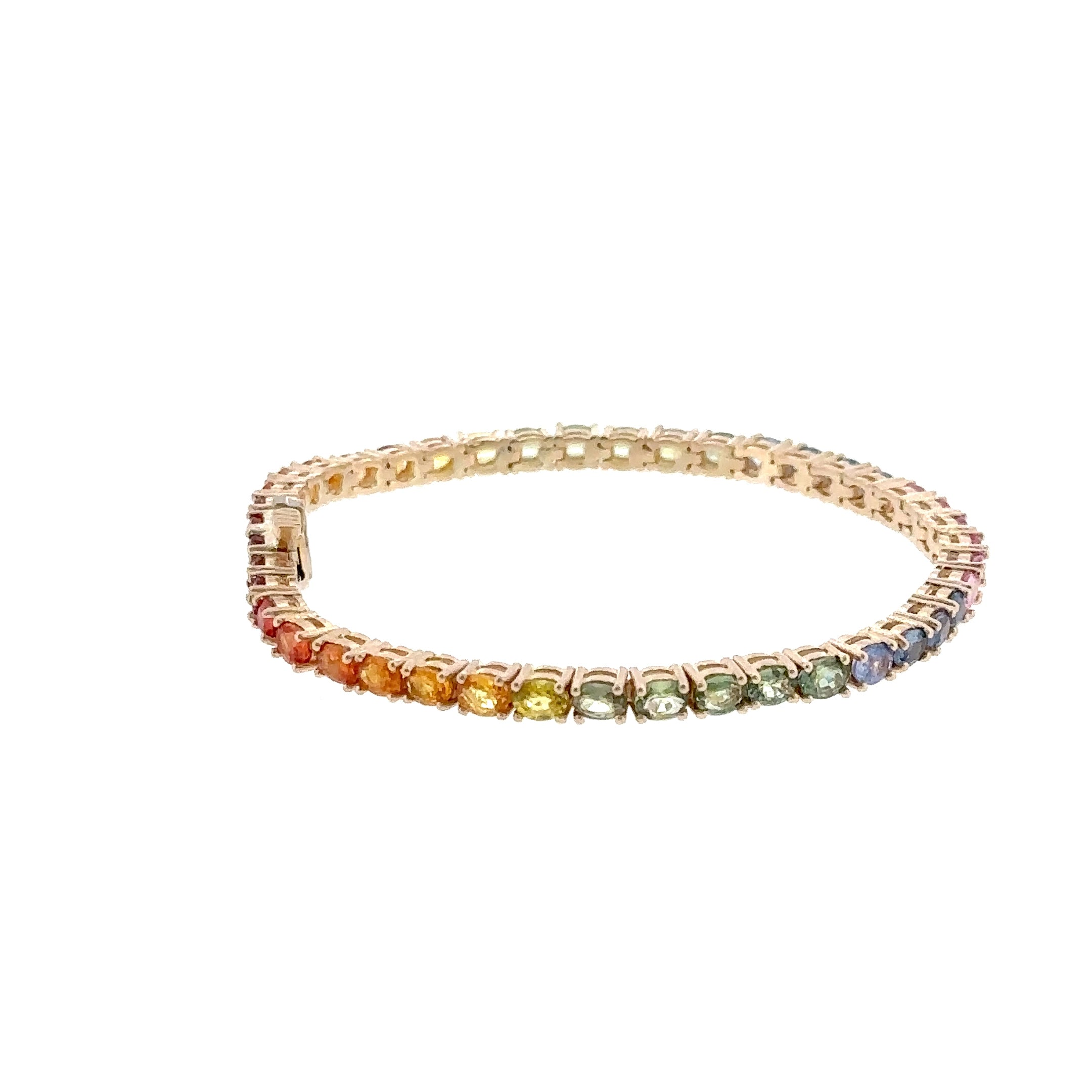 14K Yellow Gold Sapphire Rainbow Tennis Bracelet