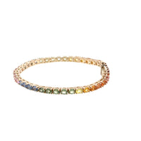 14K Yellow Gold Sapphire Rainbow Tennis Bracelet