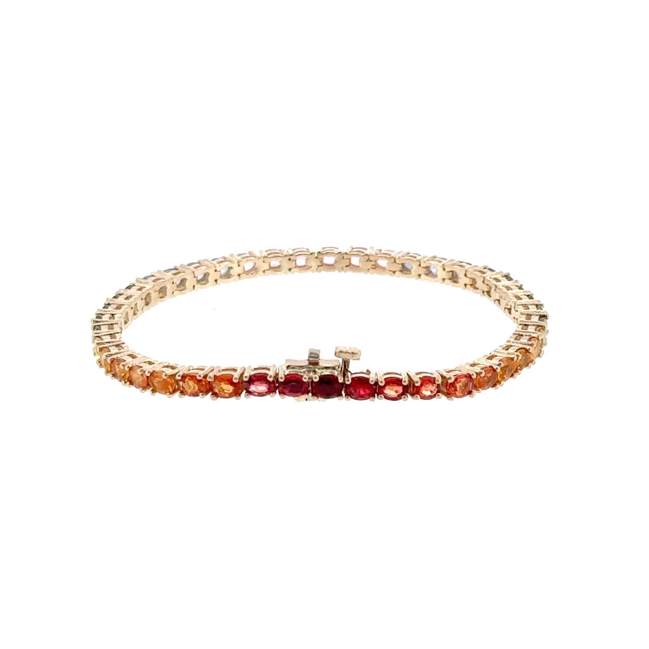 14K Yellow Gold Sapphire Rainbow Tennis Bracelet