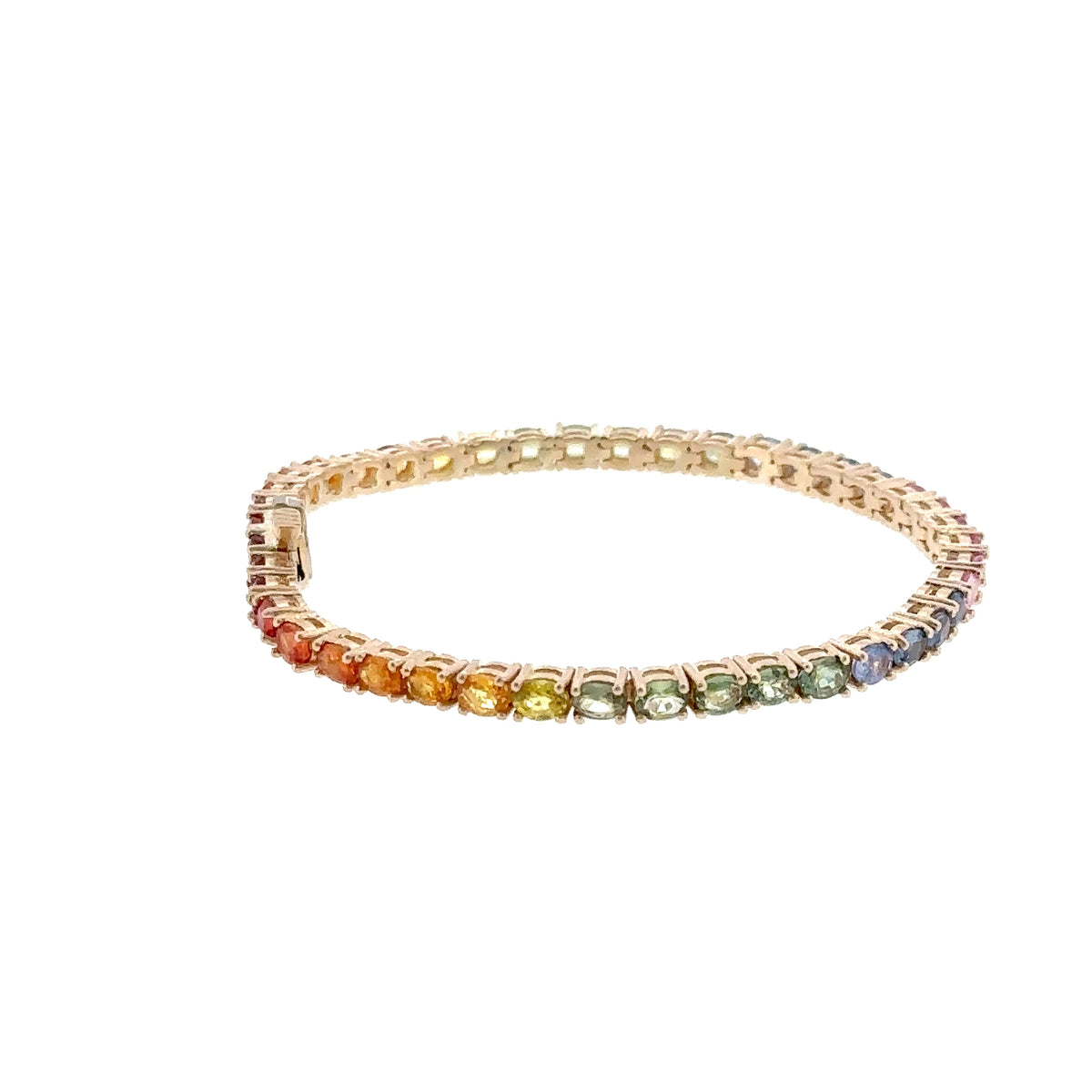 14K Yellow Gold Sapphire Rainbow Tennis Bracelet