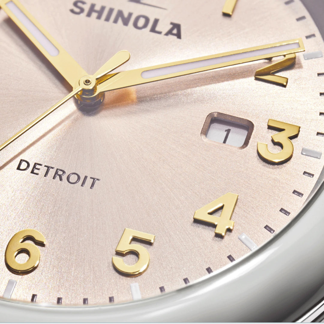Shinola 41MM Detrola Nude Dial Cream Rubber Strap Watch - NAGI