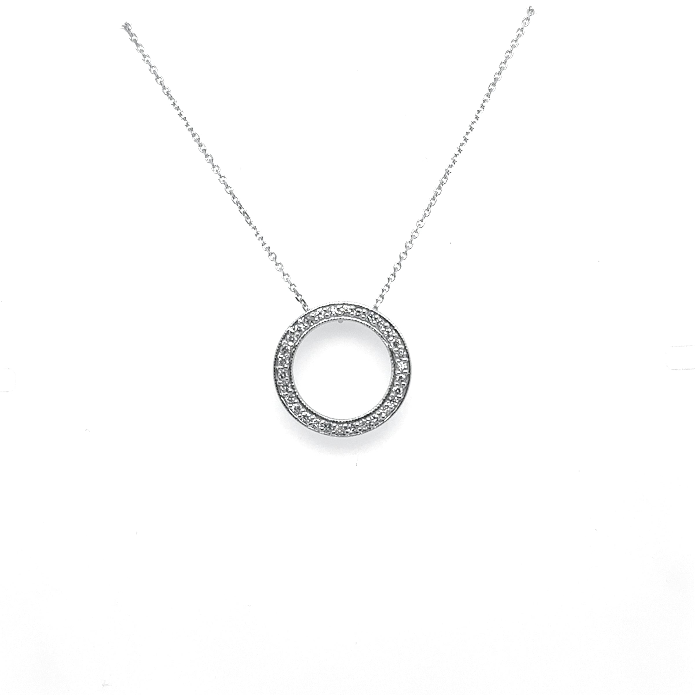 Pre-Owned 14K White Gold Circle of Diamond Necklace