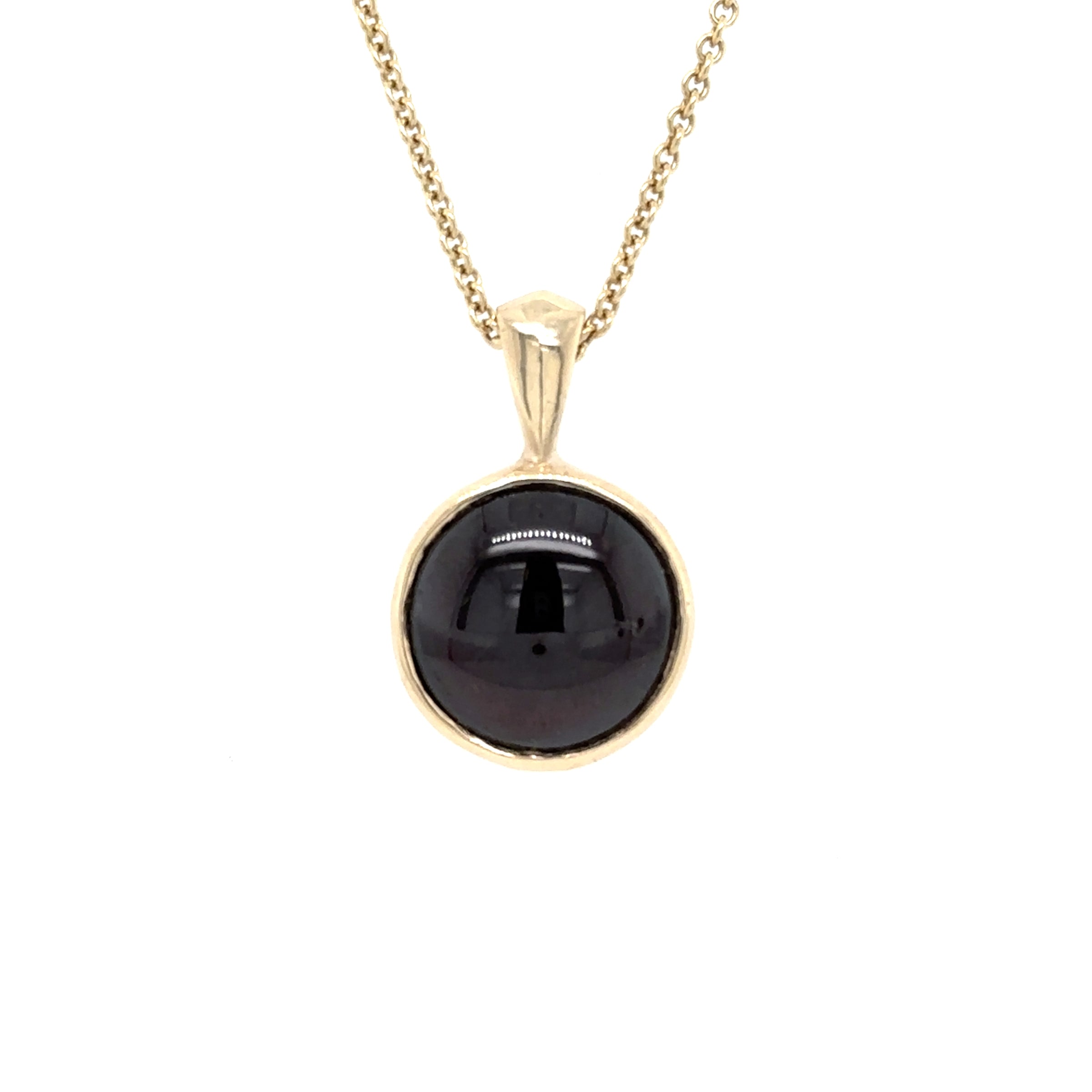 Pre-Owned 14K Yellow Gold Cabochon Garnet Necklace
