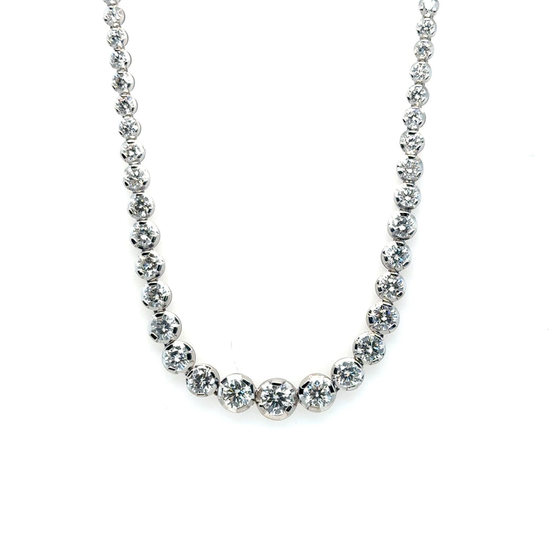 Pre-Owned 18K White Gold Graduated Diamond Tennis Necklace, 11 Carats - NAGI