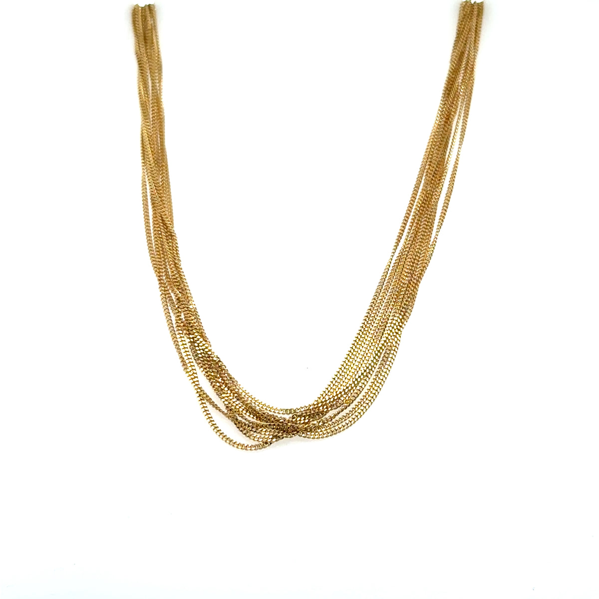 Pre-Owned 18K Yellow Gold 8-Strand Multi-Row Chain Necklace